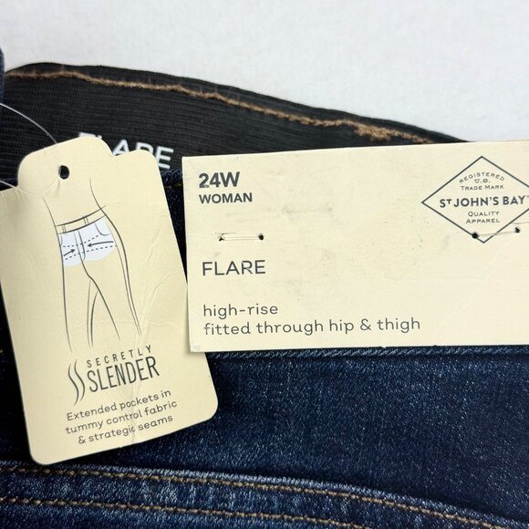 St Johns Bay Women's Stretch High-Rise Flare Jeans Plus Sz 24W Tummy Control NWT - Picture 11 of 12